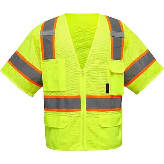 Premium Safety Vest With Six Pockets Class 3 Front View Image