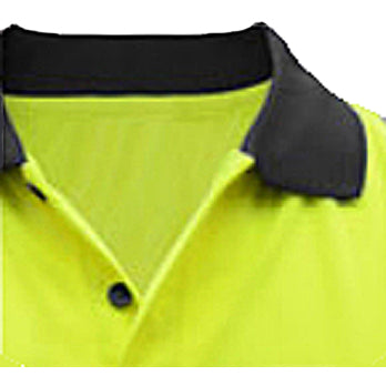Polo Shirts Moisture Wicking - Class 2 in Lime Collar Close Up View Image