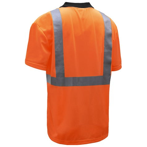 Polo Shirts With Black Bottom Moisture Wicking - Class 2 in Orange Back View Image