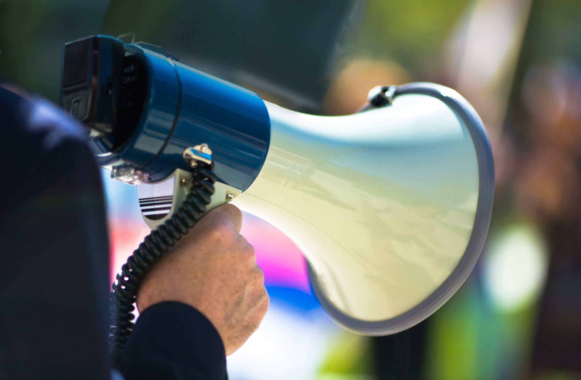 Megaphone Being Used by a Man Image