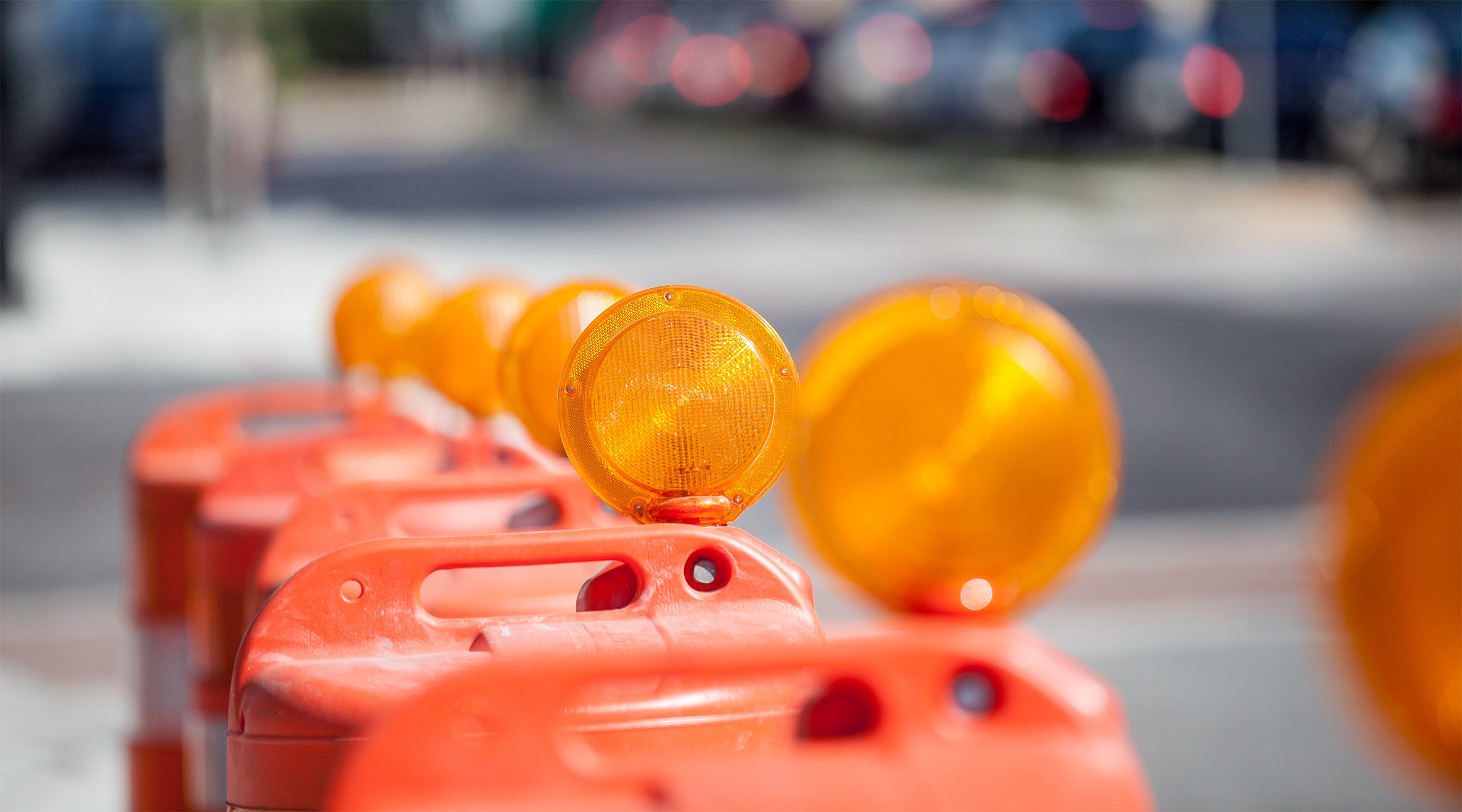 Barricade Lights on Barricades Image