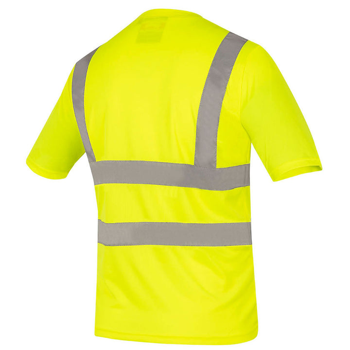 Birdseye Safety T Shirt Short Sleeved Yellow Green Back View Image