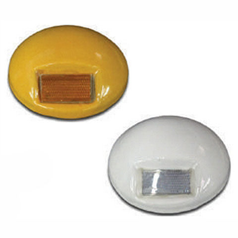 Ceramic Traffic Buttons in Yellow with Amber One Way Reflector and White with Clear One Way Reflector Image