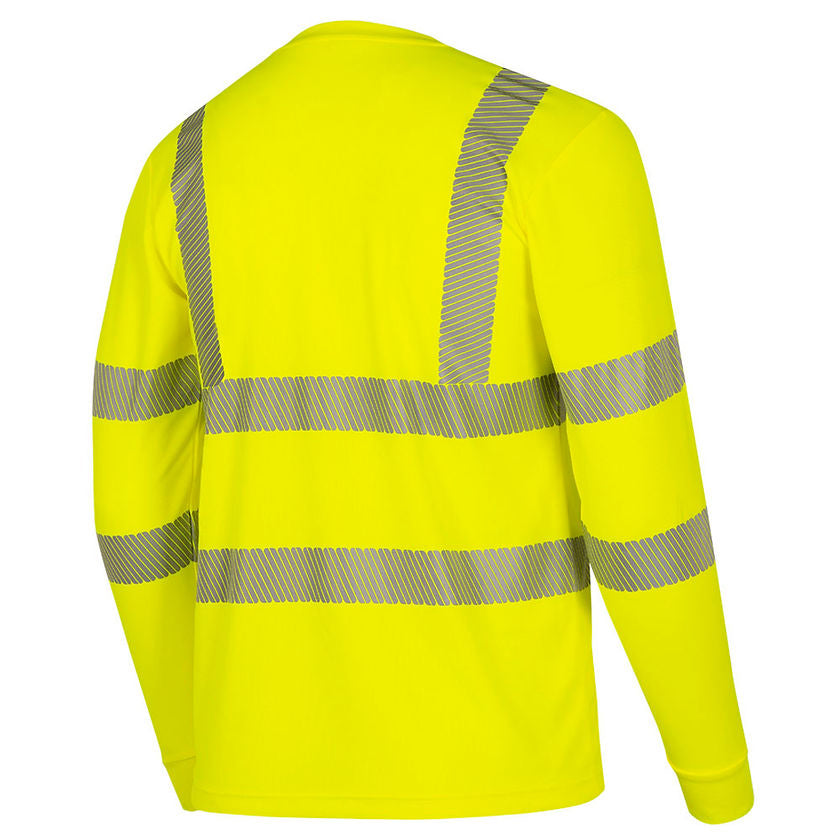 Cooling Long Sleeved Safety Shirt Yellow Green Back View Image