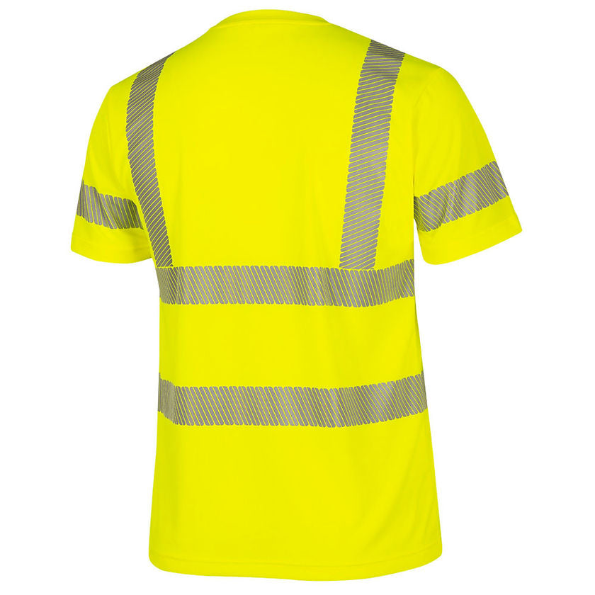 Cooling Short Sleeved Safety Shirt Yellow Green Back View Image