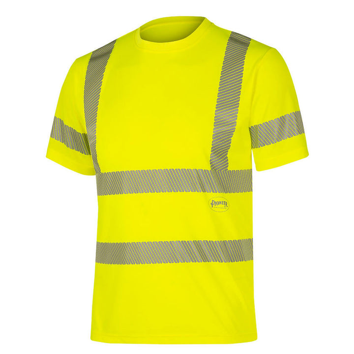 Cooling Short Sleeved Safety Shirt Yellow Green Front View Image