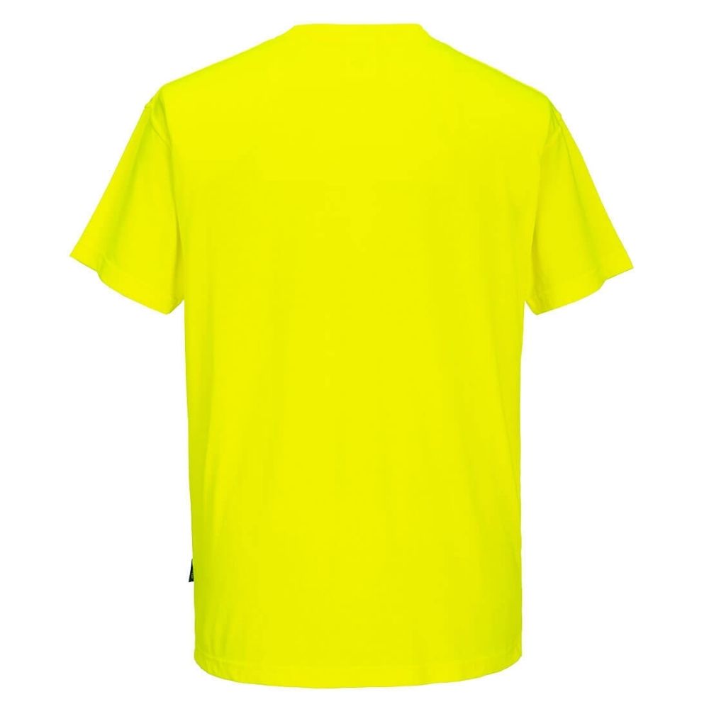 Day-Viz Short Sleeve Cotton Blend T-Shirt - Non Ansi Yellow Back View Image