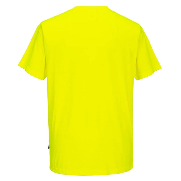 Day-Viz Short Sleeve Cotton Blend T-Shirt - Non Ansi Yellow Back View Image