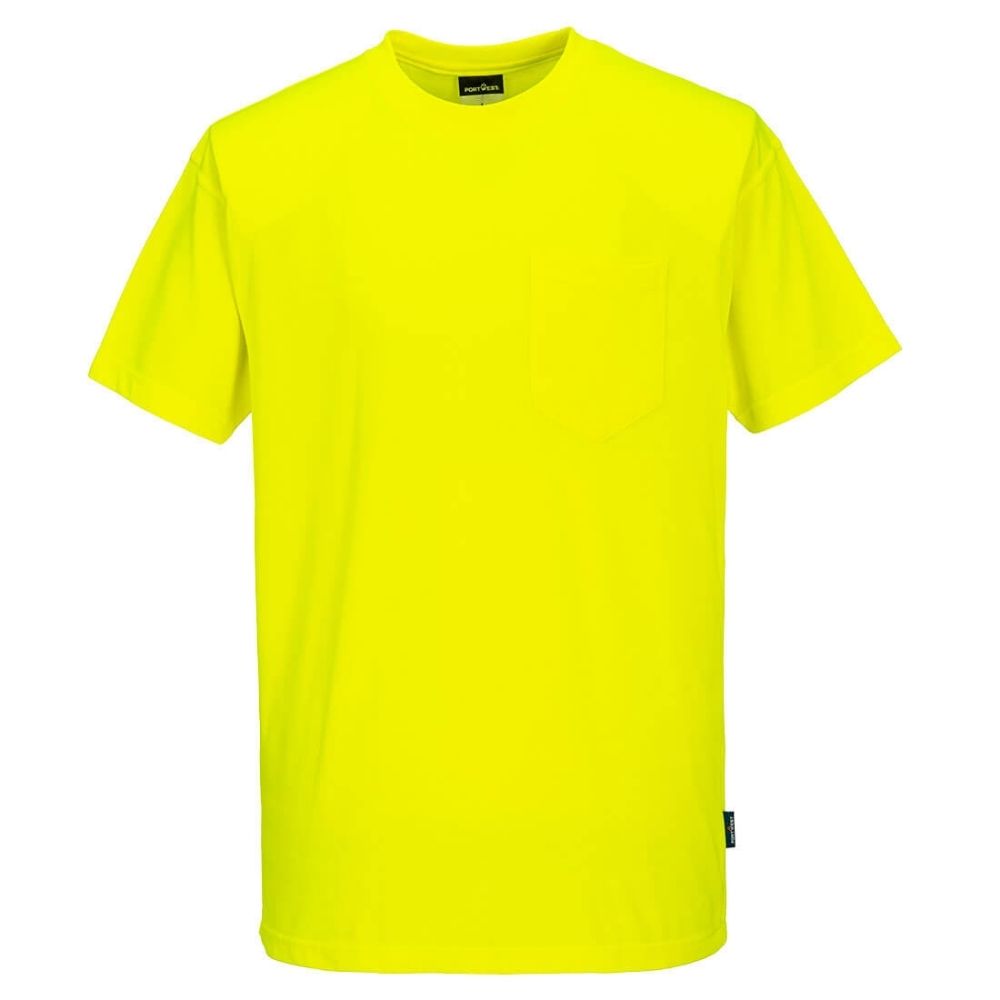 Day-Viz Short Sleeve Cotton Blend T-Shirt - Non Ansi Yellow Front View Image