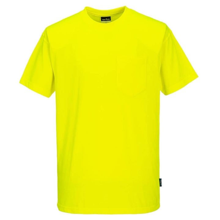 Day-Viz Short Sleeve Cotton Blend T-Shirt - Non Ansi Yellow Front View Image