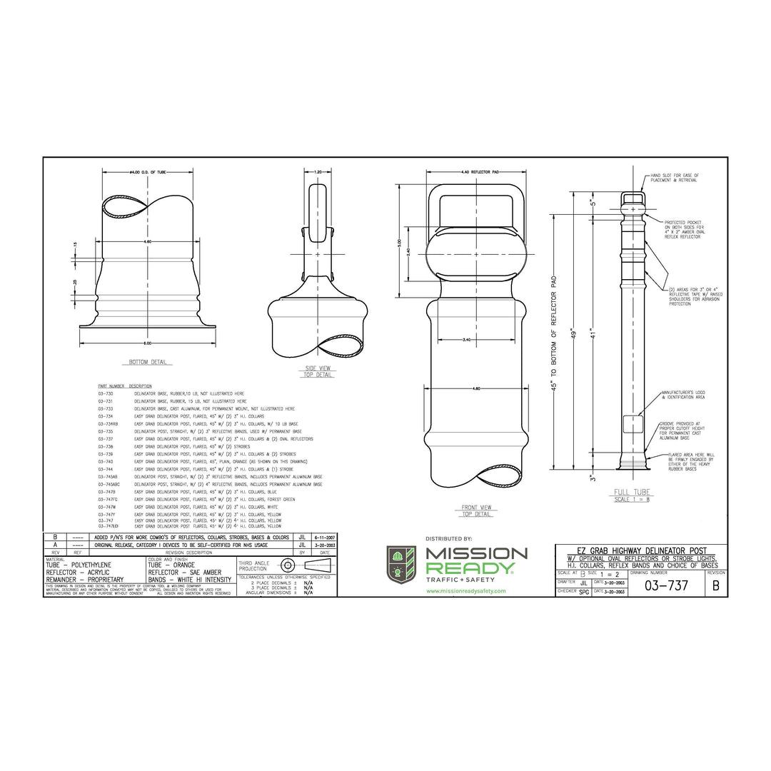 EZ Grab Delineator Specification Sheet Image