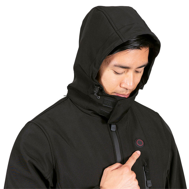 Heated Softshell Jacket Black Temperature Button Detail Image
