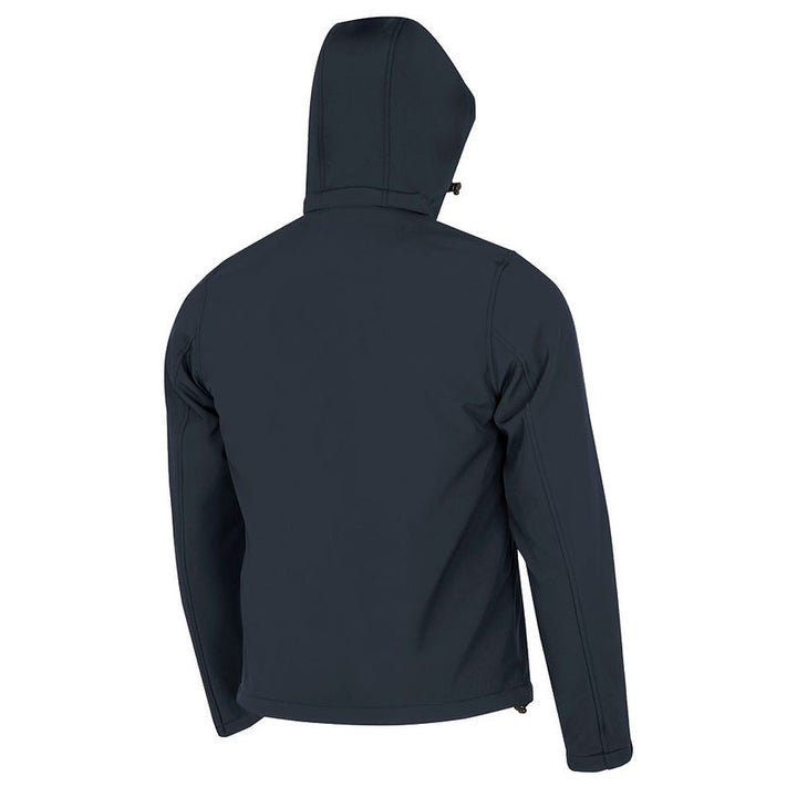 Heated Softshell Jacket Navy Back View With Hood Image