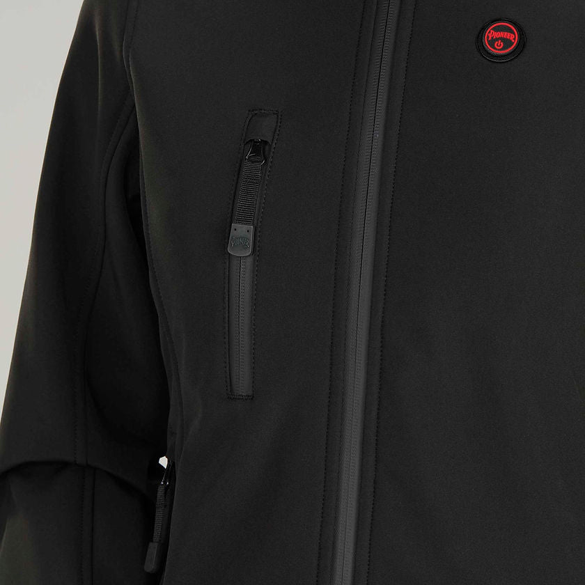 Women's Heated Softshell Jacket in Black Pocket Details Image