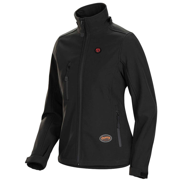 Women's Heated Softshell Jacket in Black Front View Image