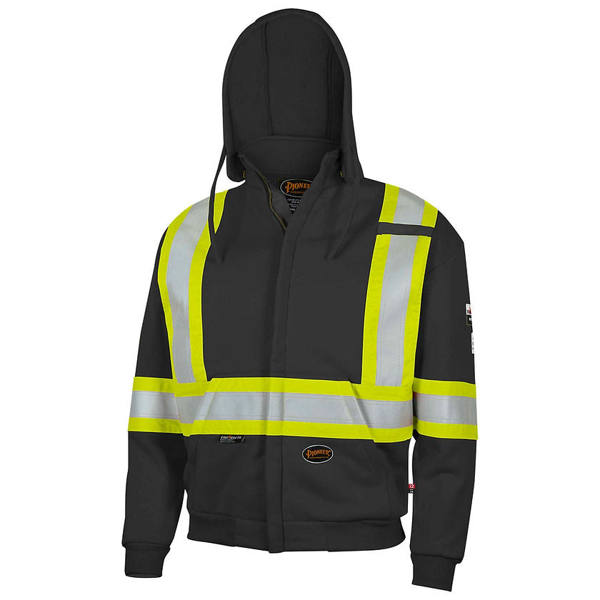 Heavyweight Safety Zipper Hoodie Fr Arc Rated Cotton Black Front View Image
