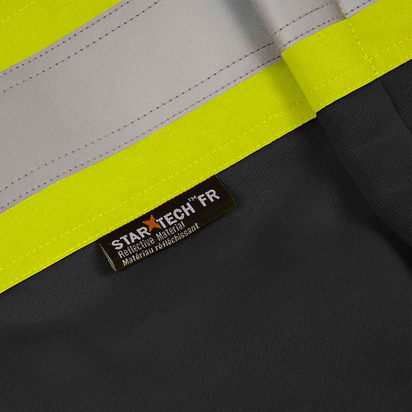 Heavyweight Safety Zipper Hoodie Fr Arc Rated Cotton Black Reflective Tape Detail Image