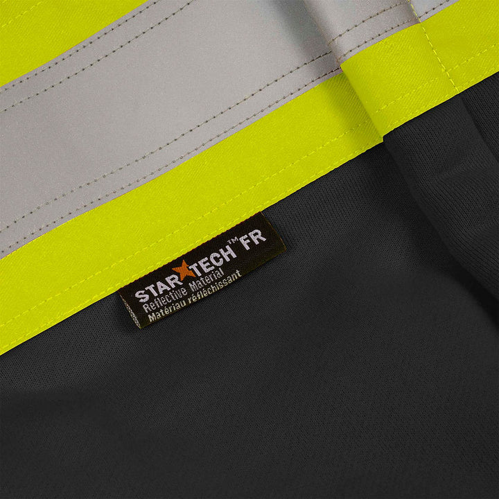 Heavyweight Safety Zipper Hoodie Fr Arc Rated Cotton Black Reflective Tape Detail Image