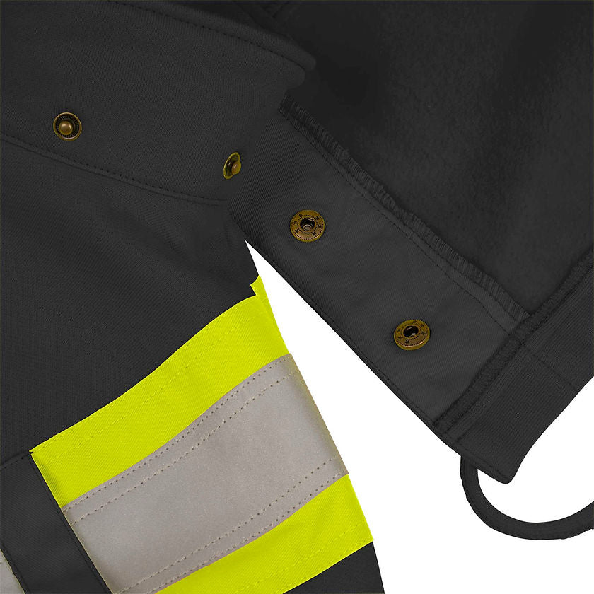 Heavyweight Safety Zipper Hoodie Fr Arc Rated Cotton Black Snap Hood Detail Image