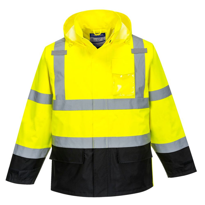 Hi-Vis Contrast Rain Traffic Jacket Yellow Without Fleece Front View Image