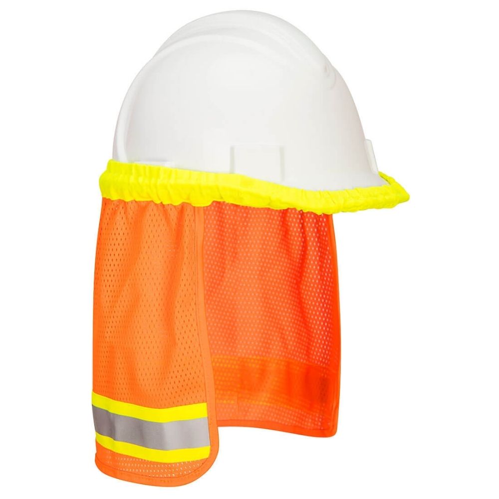 Hi-Vis Hard Hat Mesh Neck Shade Orange Side View Image