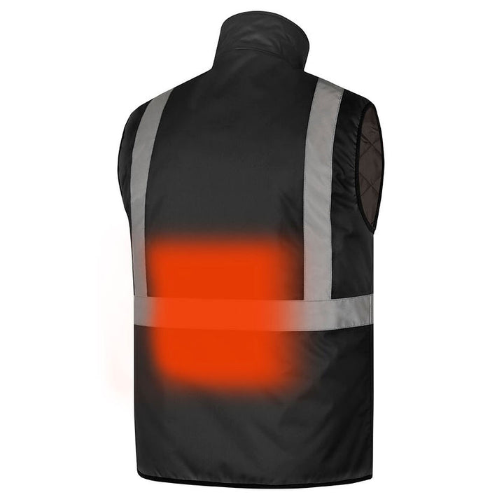 Hi Vis Heated Safety Vest Black Back Heater View Image