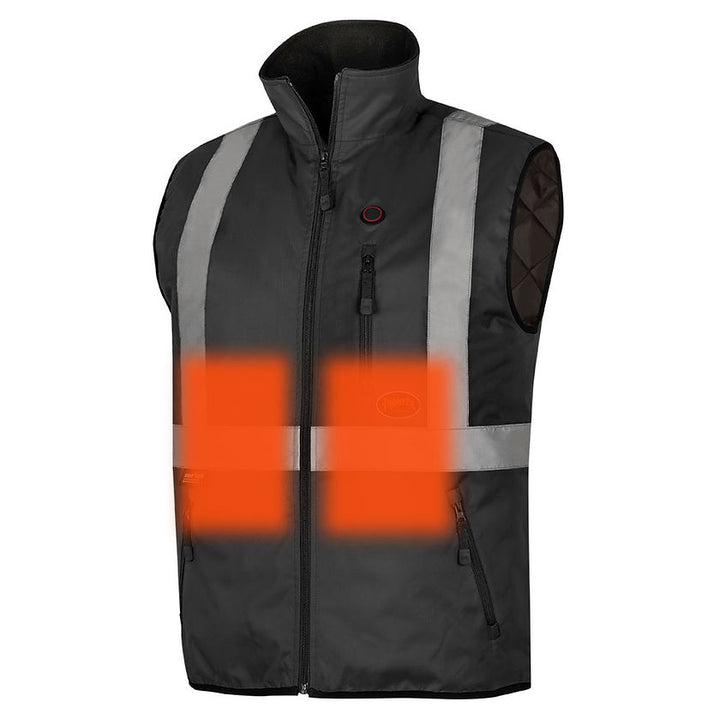 Hi Vis Heated Safety Vest Black Front Heater View Image