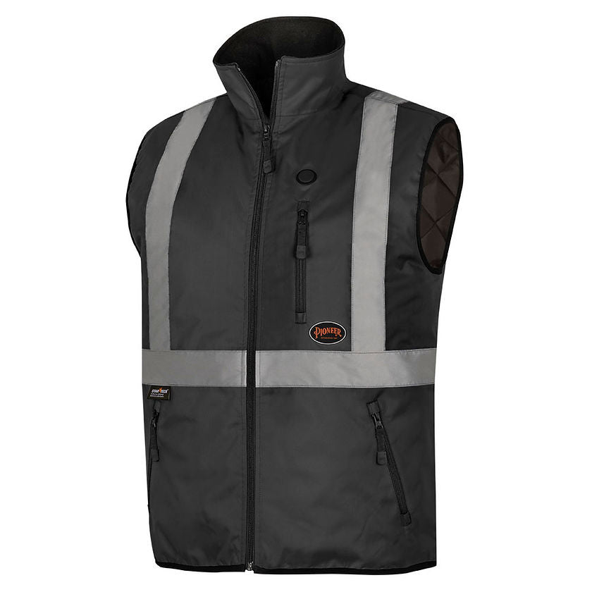 Hi Vis Heated Safety Vest Black Front View Image