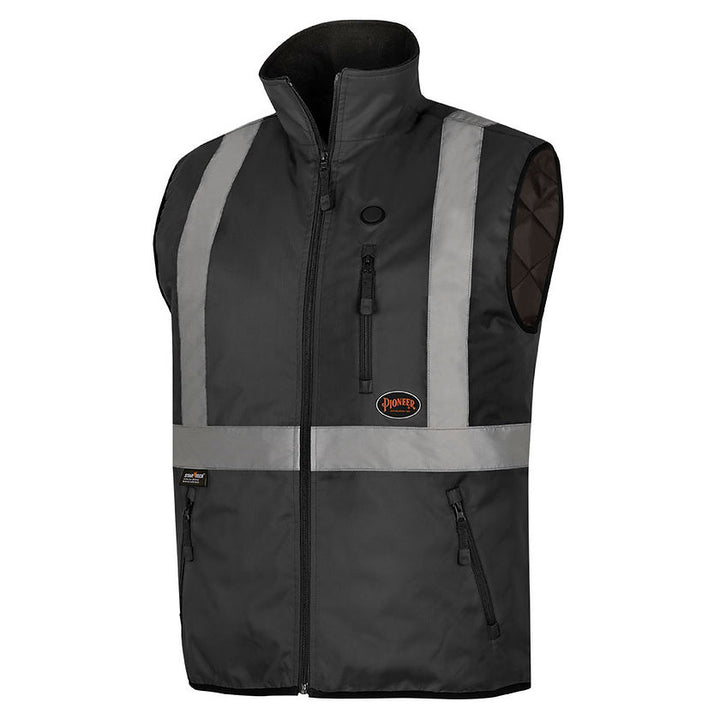 Hi Vis Heated Safety Vest Black Front View Image