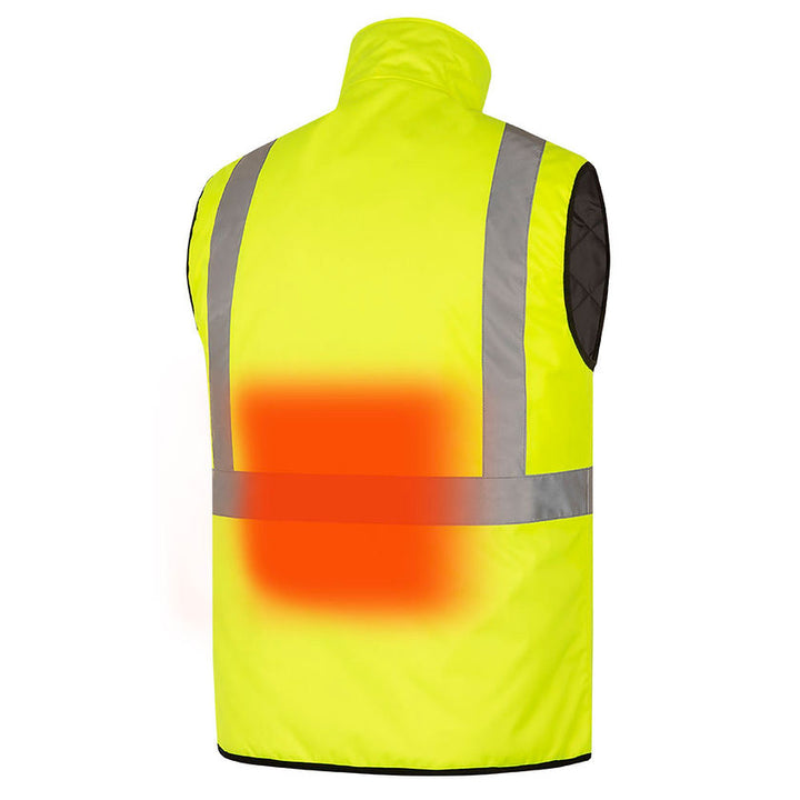 Hi Vis Heated Safety Vest Yellow Back Heater View Image