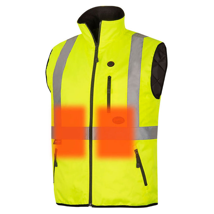 Hi Vis Heated Safety Vest Yellow Front Heater View Image