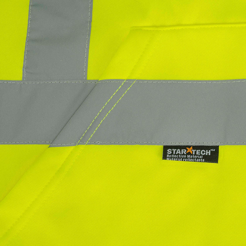 Hi-Vis Hoodie Polyester in Yellow-Green Reflective Tape Detail Image
