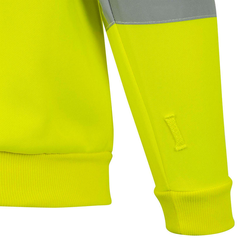 Hi-Vis Hoodie Polyester in Yellow-Green Sleeve Detail Image