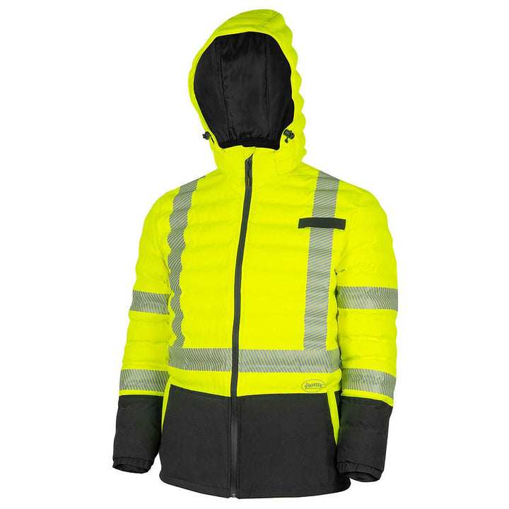 Hi-Vis Quilted Safety Parka With Hood Yellow Front View Secondary mage