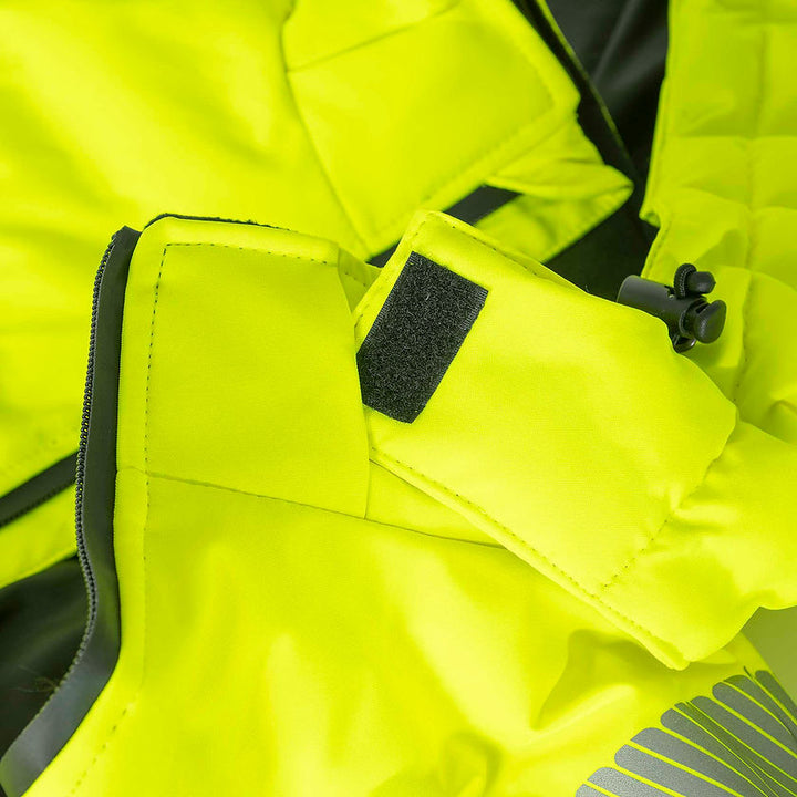 Hi-Vis Quilted Safety Parka Yellow Hood Adjustment Detail Secondary-image