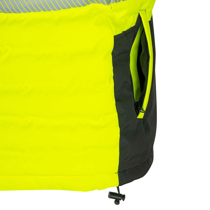 Hi-Vis Quilted Safety Parka Yellow Side Pocket Detail Secondary Image