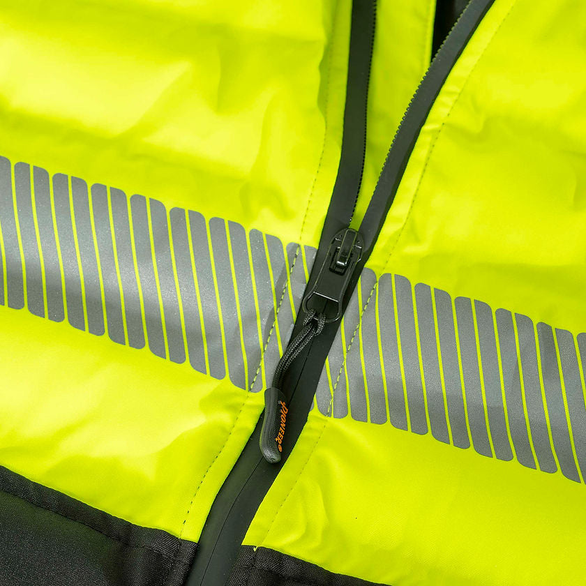 Hi-vis Quilted Safety Parka Yellow Zipper Detail Secondary Image