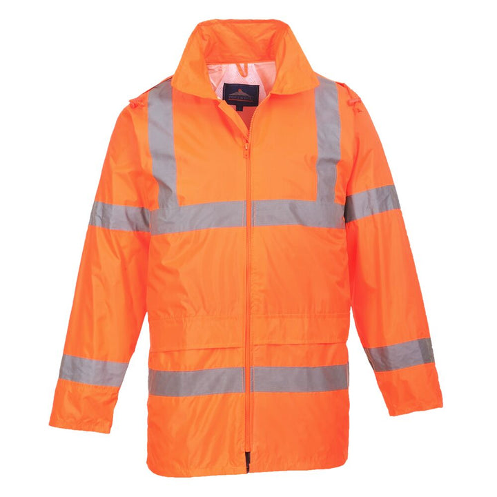 Hi-Vis Rain Traffic Jacket Orange Without Fleece Front View Image