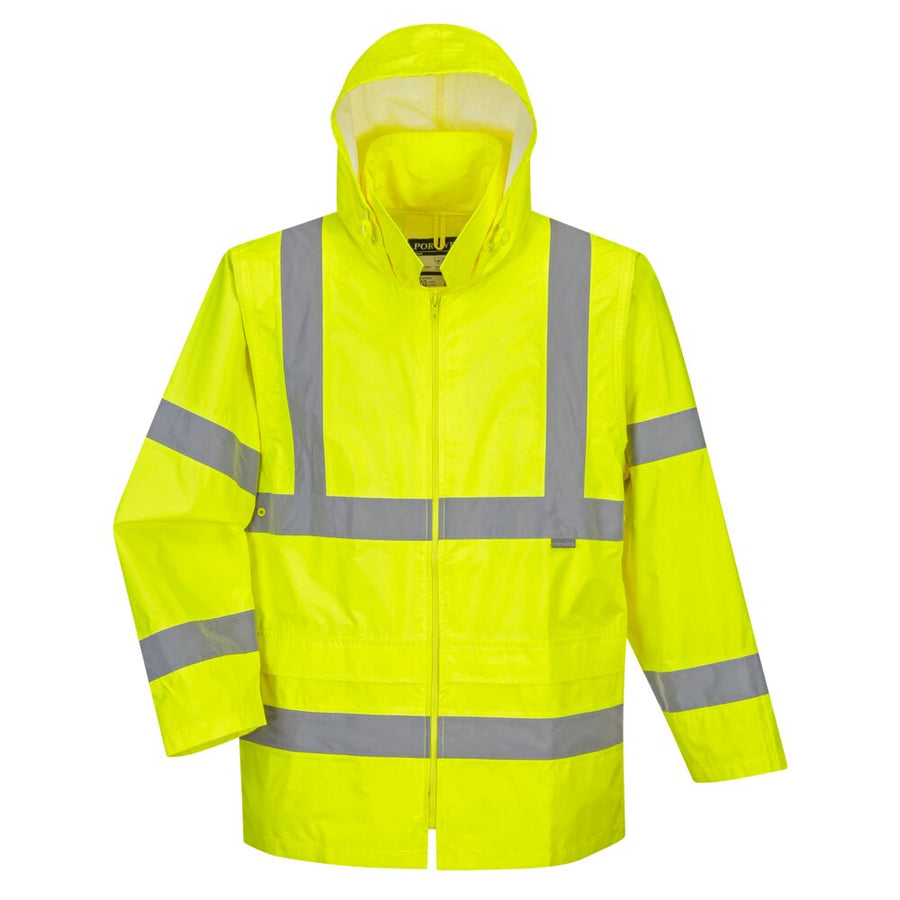 Hi-Vis Rain Traffic Jacket Yellow With Fleece Front View Image