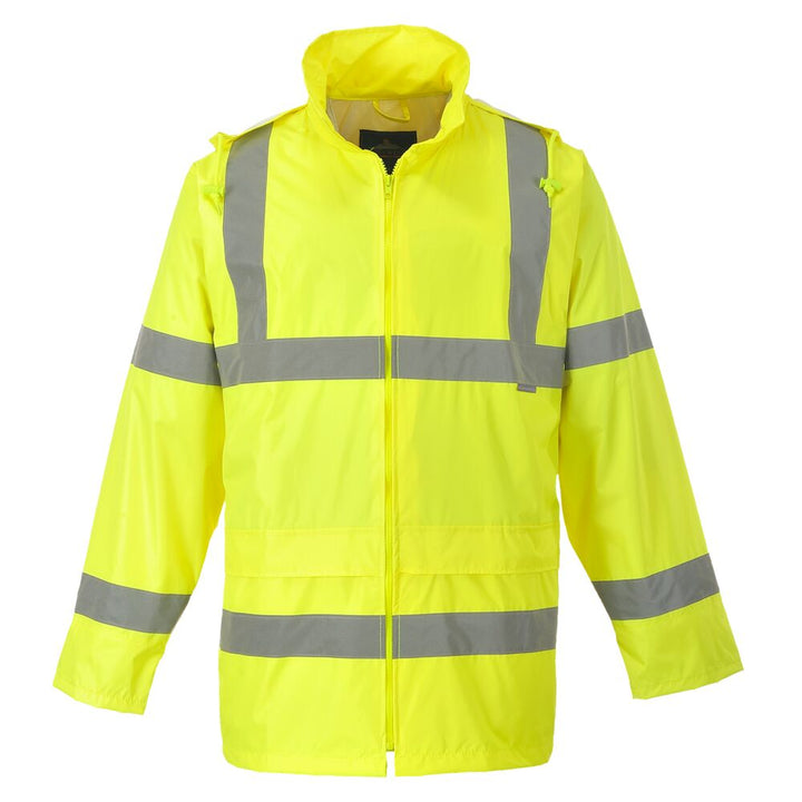 Hi-Vis Rain Traffic Jacket Yellow Without Fleece Front View Image