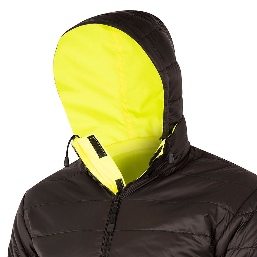 Hi-Vis Reversible Safety Jacket Black Hood Detail Secondary Image