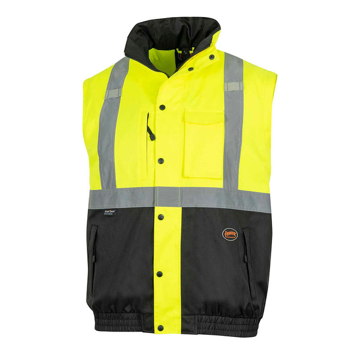 Hi-Vis Waterproof 5 in 1 Jacket Vest Yellow Front View Secondary Image
