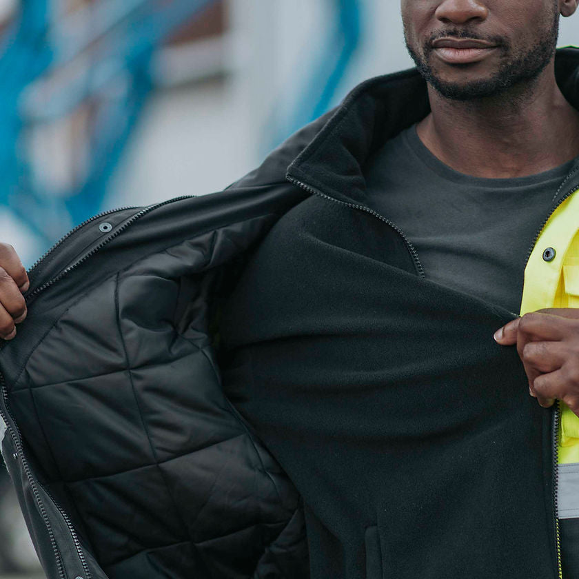 Hi-Vis Waterproof 5 in 1 Jacket With Fleece Yellow Interior View Secondary Image