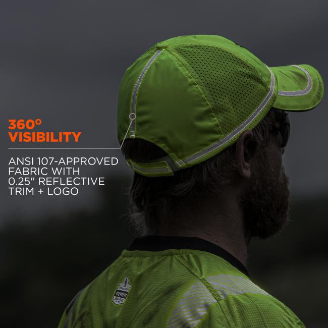 Hi-Visibility Baseball Cap in Lime 360 Degree Visibility Image