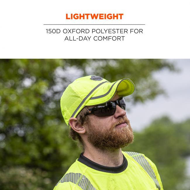 Hi-Visibility Baseball Cap in Lime on Worker Lightweight All-Day Comfort Image