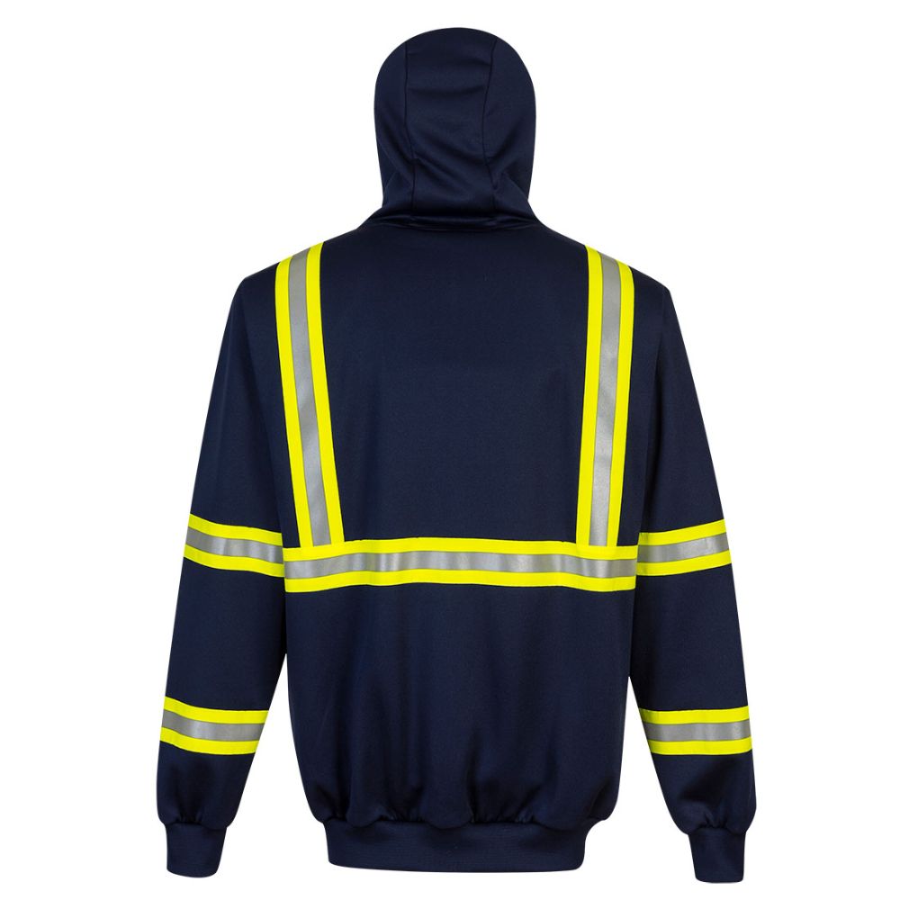 Iona Xtra Enhanced Zipper Hoodie Poly-Cotton Blend - Non-ANSI Navy Back View Image