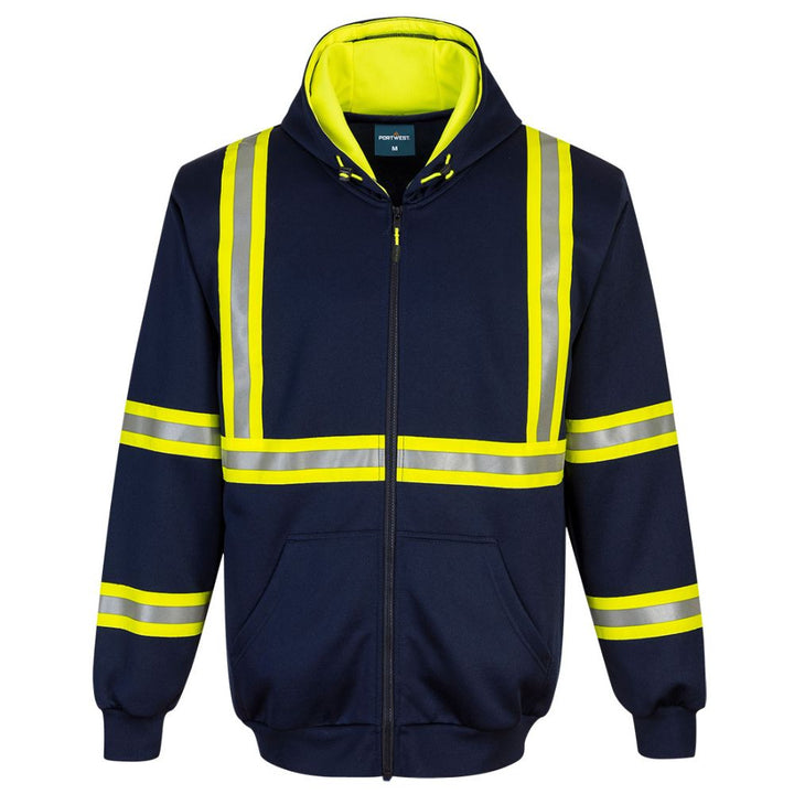Iona Xtra Enhanced Zipper Hoodie Poly-Cotton Blend - Non-ANSI Navy Front View Image