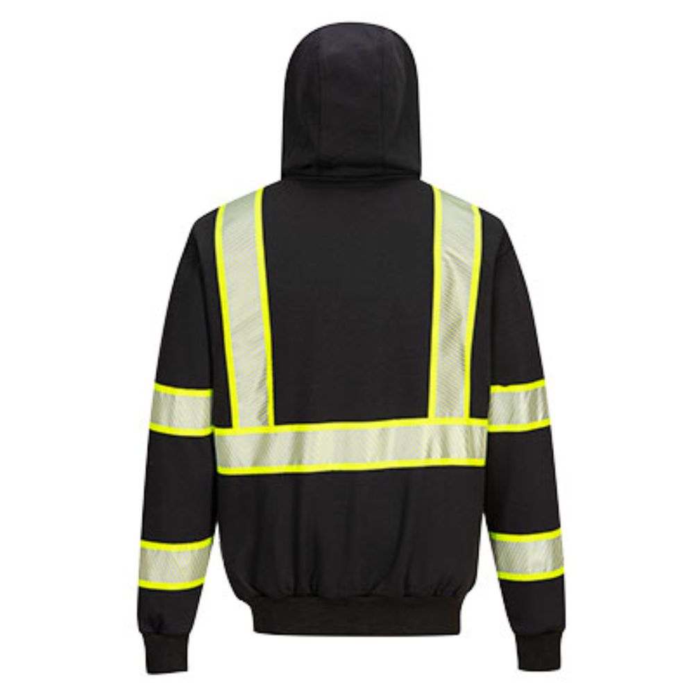 Iona™ Plus Enhanced Zipper Hoodie Poly-Cotton - Non-ANSI Black Back View Image