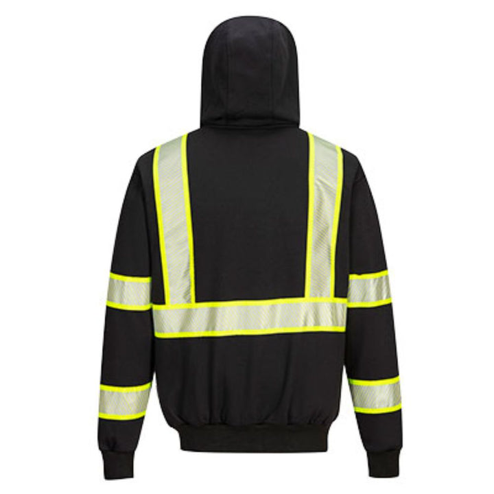 Iona™ Plus Enhanced Zipper Hoodie Poly-Cotton - Non-ANSI Black Back View Image