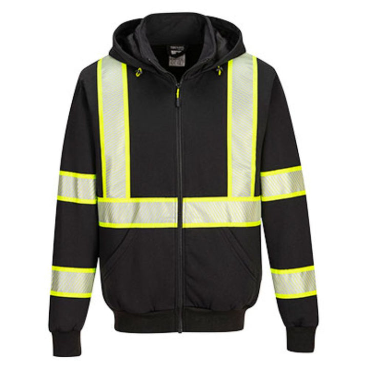 Iona™ Plus Enhanced Zipper Hoodie Poly-Cotton - Non-ANSI Black Front View Image